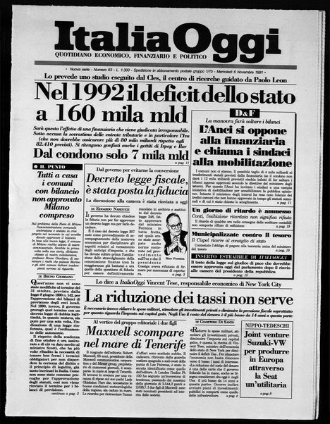 Italia oggi : quotidiano di economia finanza e politica